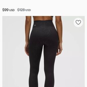 Lululemon Glow Up SHR Tight 25” Snake Skin Black Leggings NWT